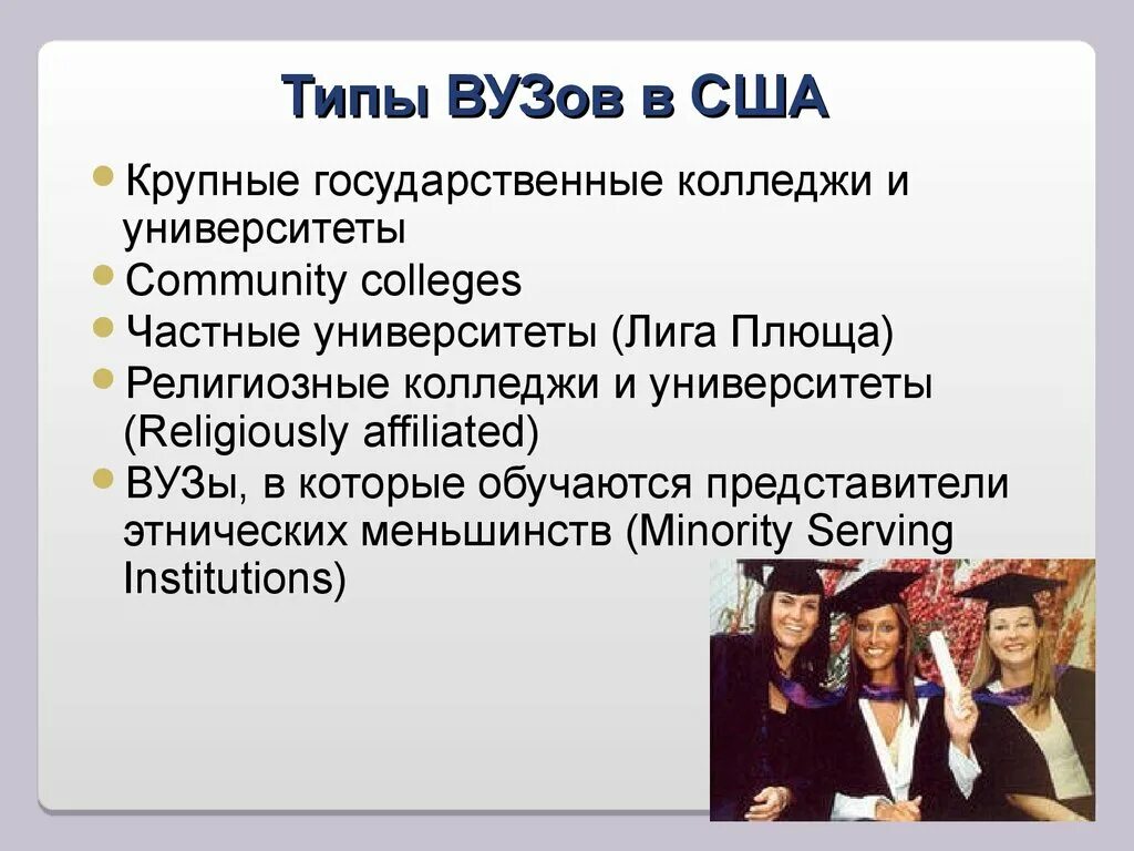 Система образования в сша презентация. Типы вузов. типы вузов в сша. типы университетов в сша. презентация на тему образование в сша.