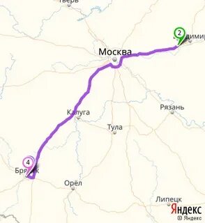 Калуга брянск расстояние