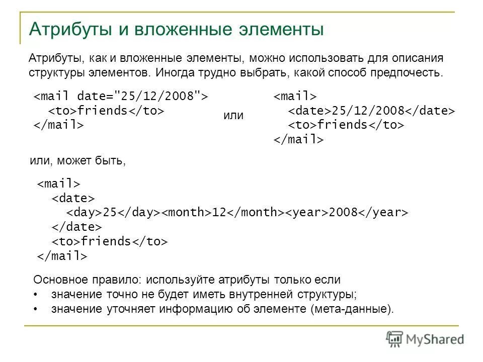 Вложение элементов. Вложение элементов
