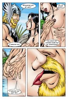 Lady Sif Seduced by Loki and Thor (Leando) .