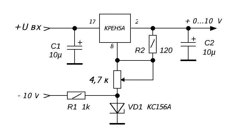 Стабилизатор кр142ен12а схема включения. Регулируемый стабилизатор напряжения на кр142ен12а. Схема стабилизатора напряжения на 5 крен регулируемый. Стабилизатор кр142ен 5 вольт микросхема. Стабилизатор 5 вольт схема