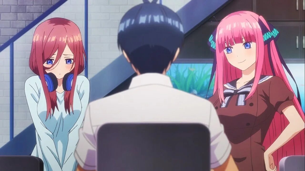 5 невест 18. 5 Невест Мику и Нино. Пять невест Нино и Футаро. The quintessential Quintuplets Мику. Мику и Нино Накано.