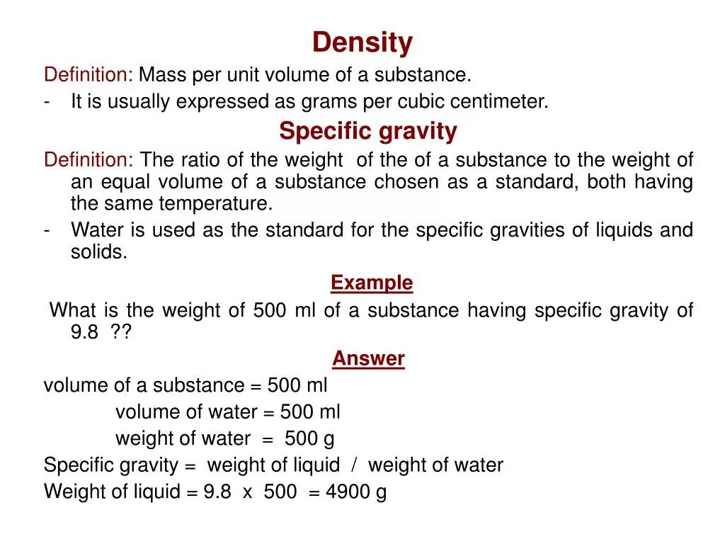 Relative units. Gas specific Gravity. Specific Gravity Formula. Density Mass Volume. Unit of density.