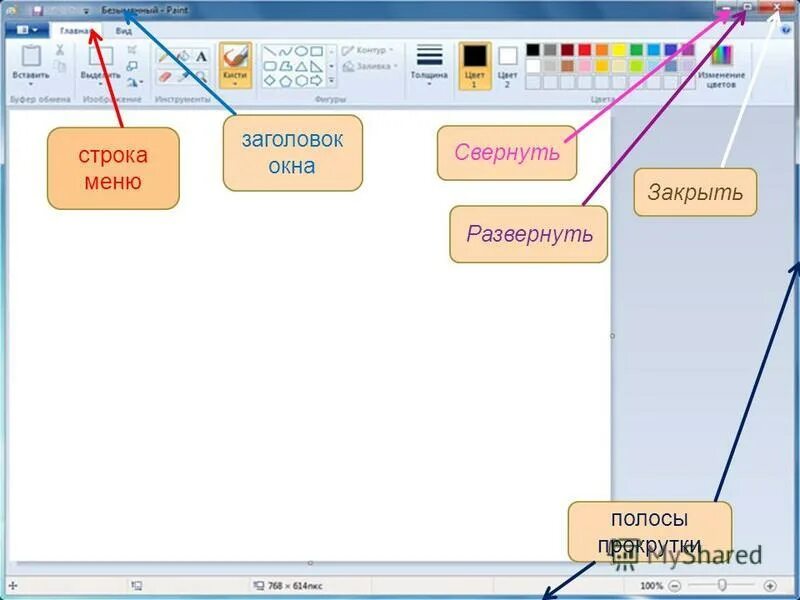 Контекстная панель инструментов. Заголовок окна c. Основные элементы окна приложения. Заголовок окна c. Элементы интерфейса окна.