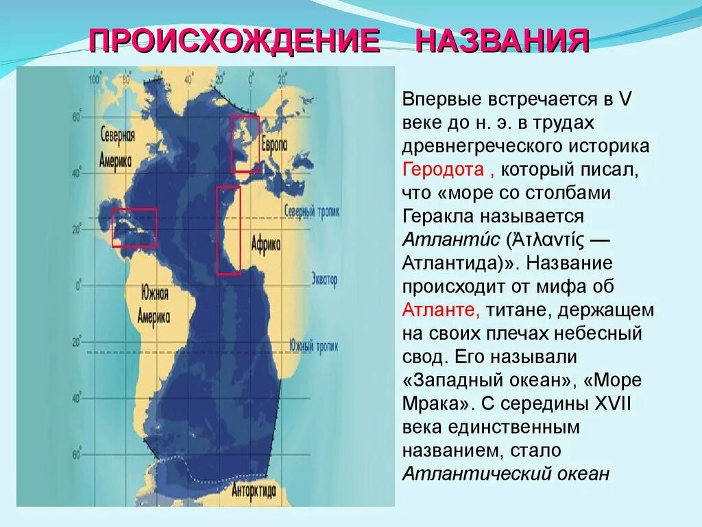 Атлантический океан название. Атлантический океан презентация. Название Атлантического океана произошло. Атлантический океан +откуда название. Атлантический океан площадь км2