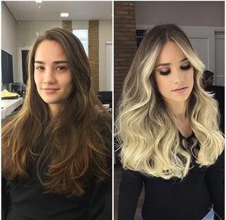 окрашивание волос до и после