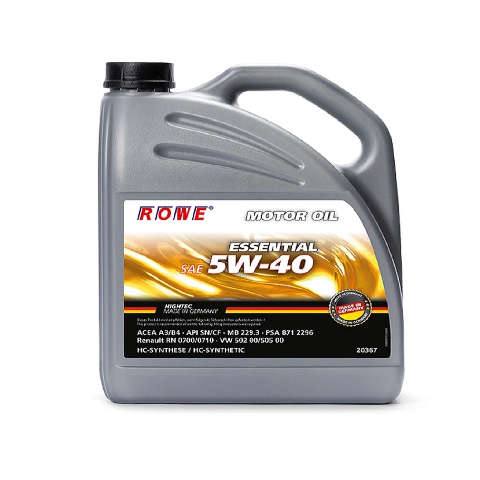 Масло rowe rs. Масло Rowe Essential 5w40. Rowe Essential SAE 5w-40. Rowe Essential 5w-30. Масло Rowe Hightec Synt RSI SAE 5w-40 5л..