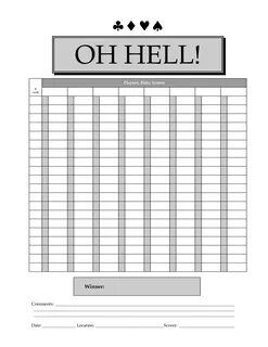 Outcome Pidgin principle oh hell card game printable score sheet Part hill Fanta