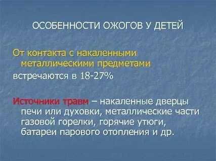 Характеристика ожогов