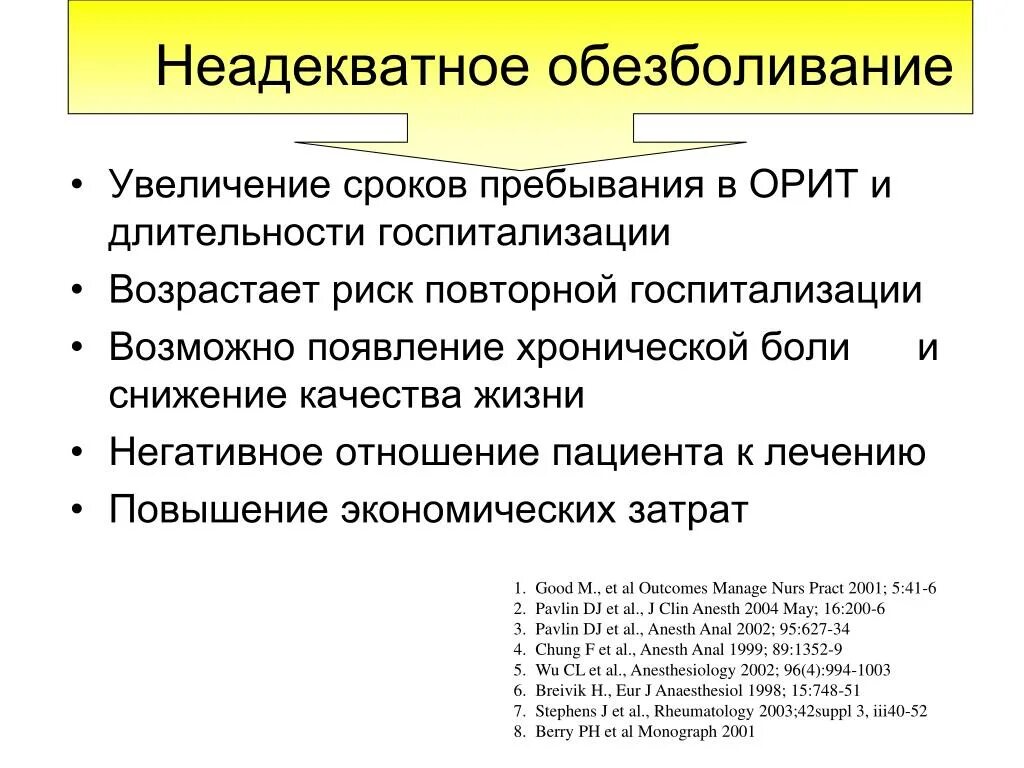 Боль виды обезболивания. Обезболивание при хронической боли. Увеличение длительности госпитализации. Основные причины неадекватного обезболивания.