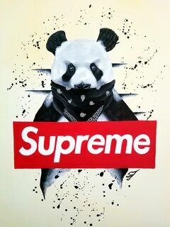 acrylic animal artwork commission painting Panda Street Art supreme.