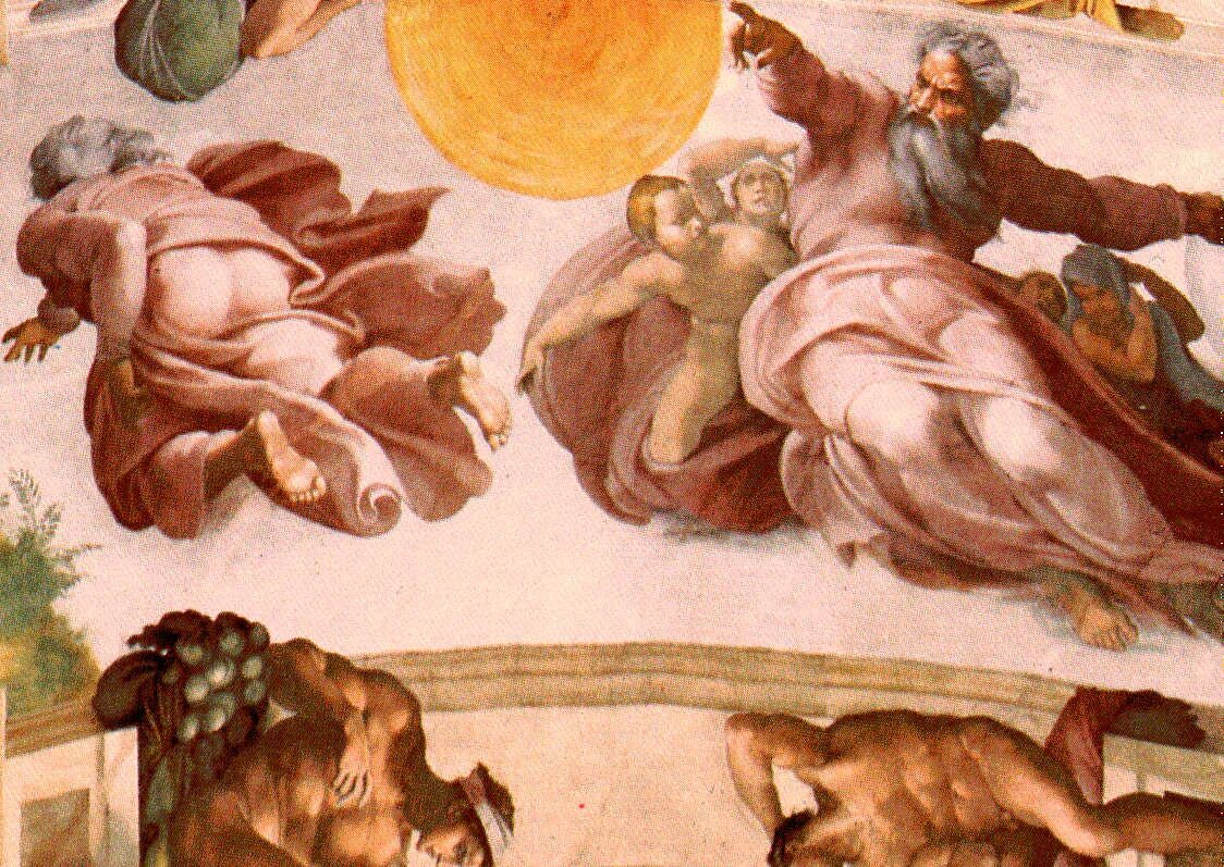 Микеланджело фрески Сикстинской капеллы. Сикстинская капелла Микеланджело Сотворение солнца. Микеланджело отделение света от тьмы фреска Сикстинской капеллы.