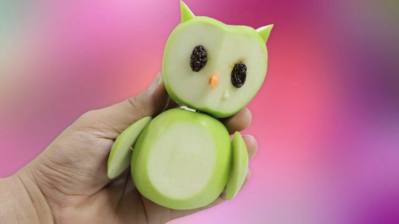 Сова из яблок. Поделки из яблок. фигурки из яблок. фигурки животных из яблок. поделки из яблок своими руками.