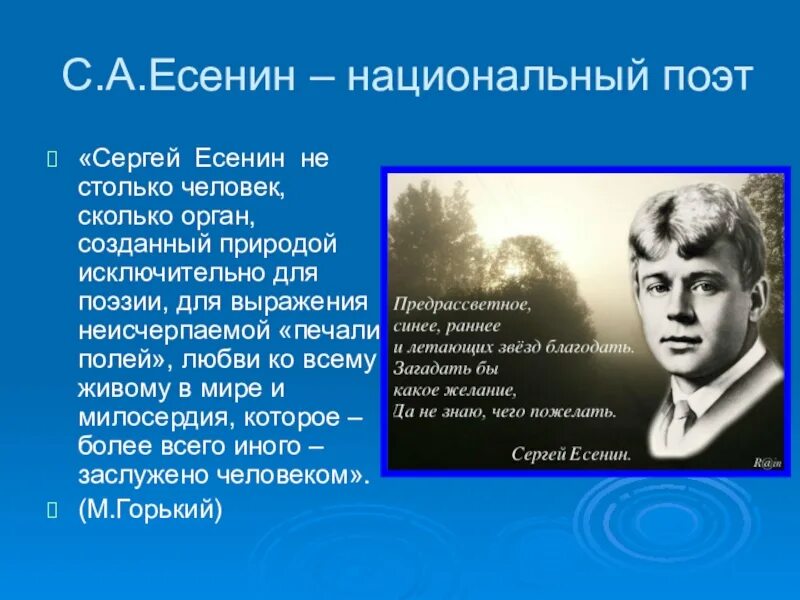 Поэты 20 века Есенин.