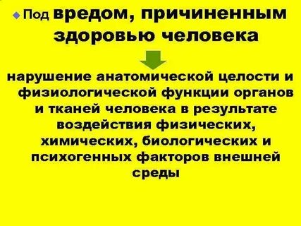 Вреда причиненного здоровью человека