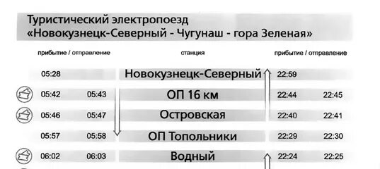 Расписание скоростной электрички новокузнецк