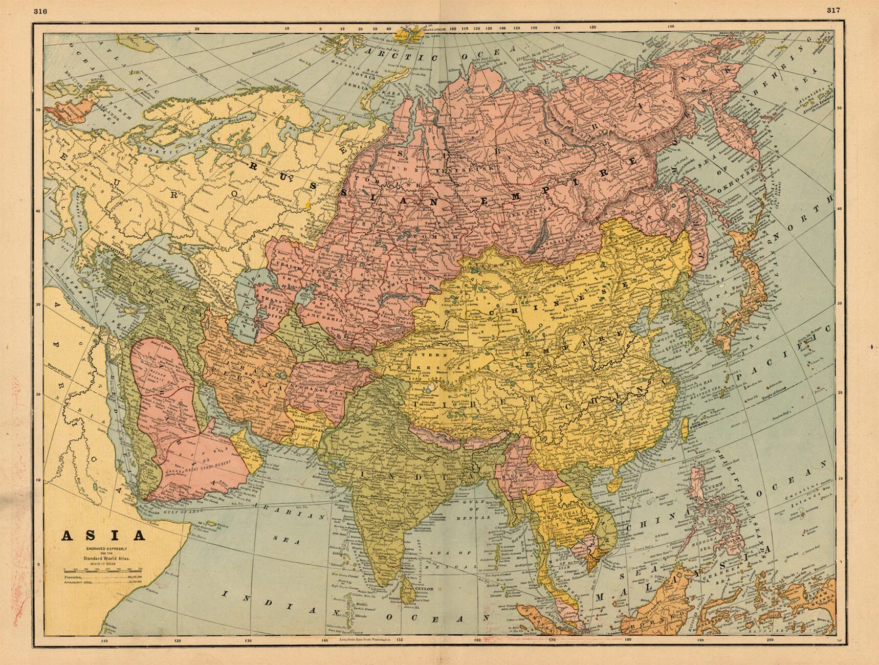 Карта Азии 1800 года. Политическая карта 1800 года.