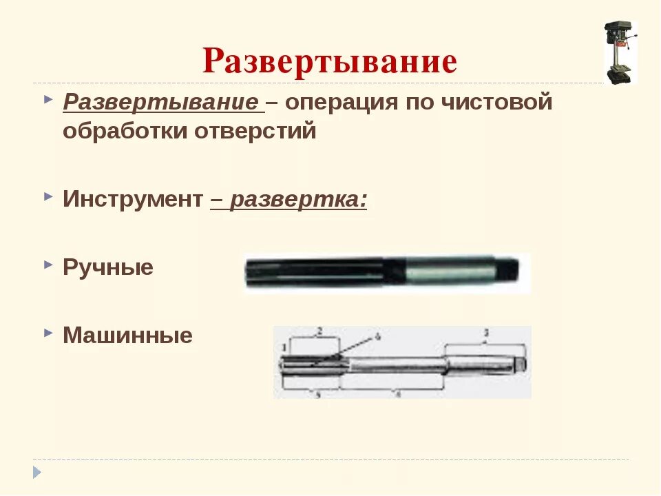 Развертывание отверстий слесарное дело. Слесарная операция развертывание инструменты. Инструмент для чистовой обработки отверстий. Развёртывание это операция по обработке.