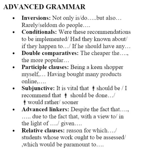 Advanced Grammar structures. Structural Grammar. Useful Grammar structures for writing.