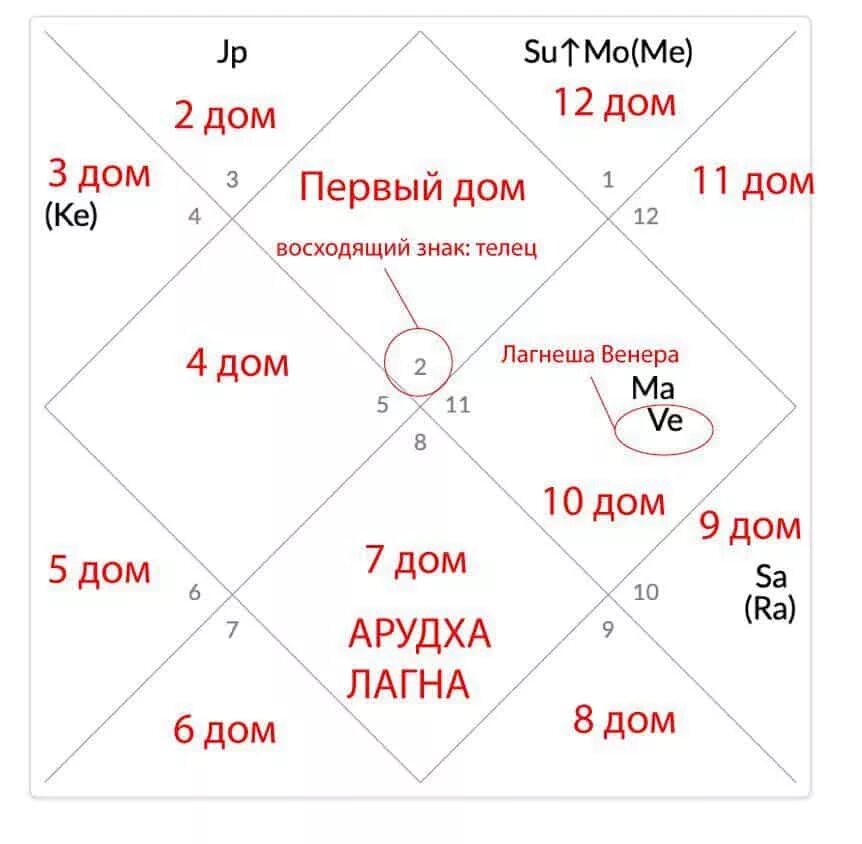 Луна джойтиш в домах