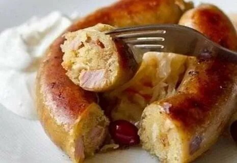 Картофельная колбаса в кишке со шкварками