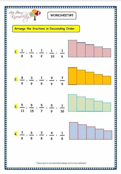 Descending order. Fractions worksheets. fractions 1 grade explanation. explain fractions. ascending order for kids math grade 1.