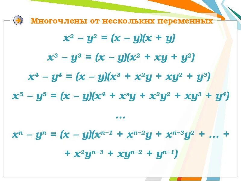 Многочлены от нескольких переменных. Стандартный вид многочлена от нескольких переменных. Степень многочлена от нескольких переменных. А3х3.