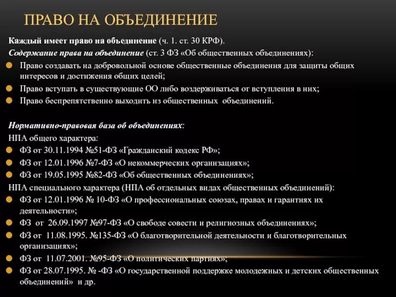 Граждане и их объединения вправе иметь землю. Право на объединение. Право на объединение пример. Право на создание общественных объединений это какое право.