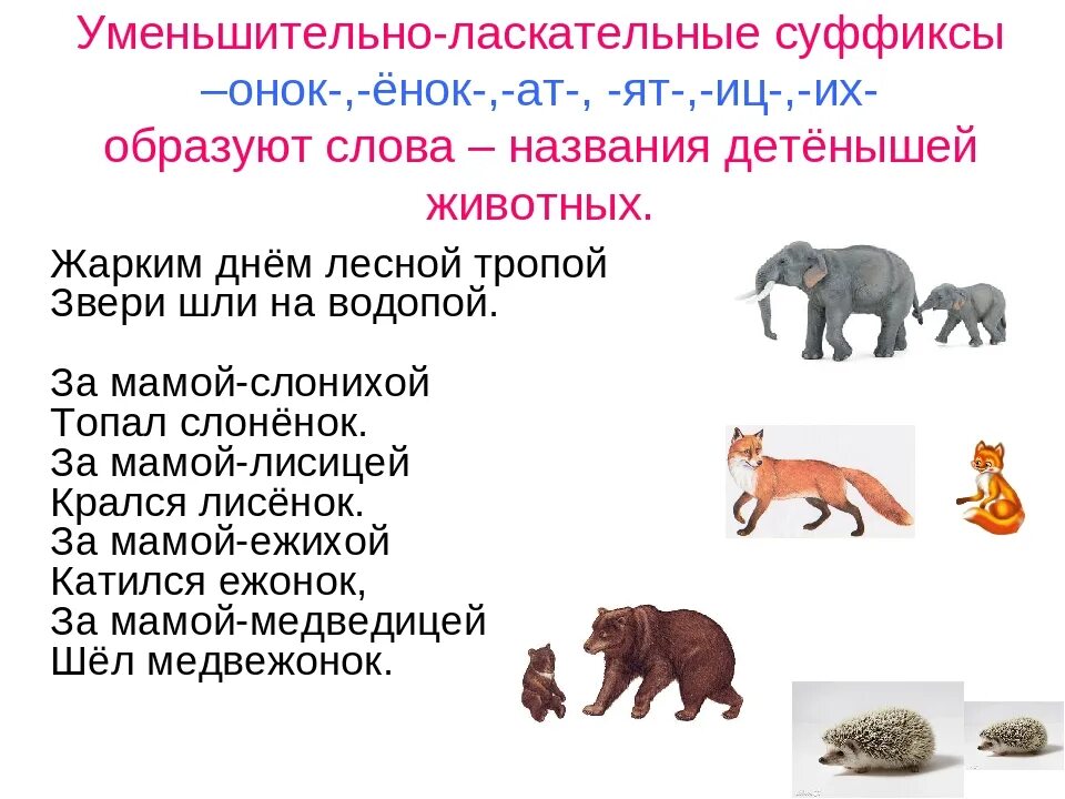 Конспект урока животные 1 класс. Уменьшительно лпсеателтные суффикс. Уменьщительно ласкательные суффикс. Уменьшитеьноласкательные суффиксы. Уменьшительголаскательный суффиксы.