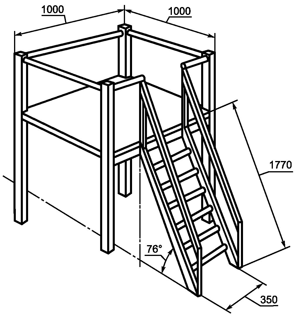 Лестница с площадкой (лестница для обслуживания АПГ/Эл.обжига) ал725.00. Лестница на игровой площадке. Чертеж площадки. Стремянка на детских площадках.