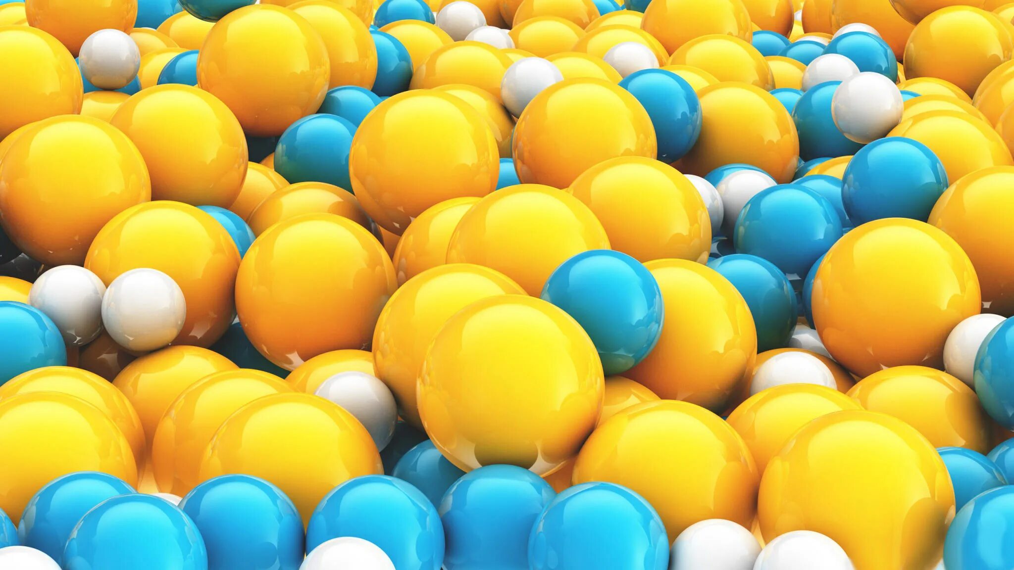 Яркие воздушные шары. Яркий фон. Цветные шары. Желто голубой.