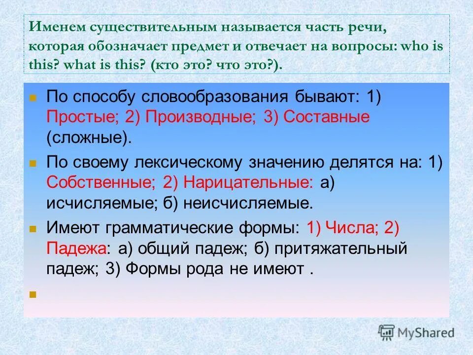 Существительные названия людей