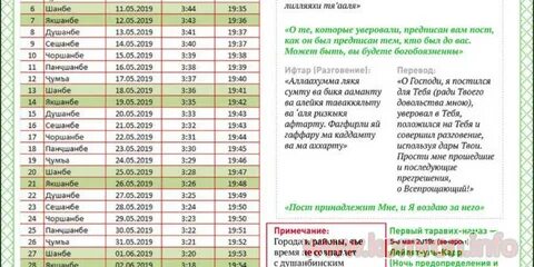 Вакти намоз шахри душанбе