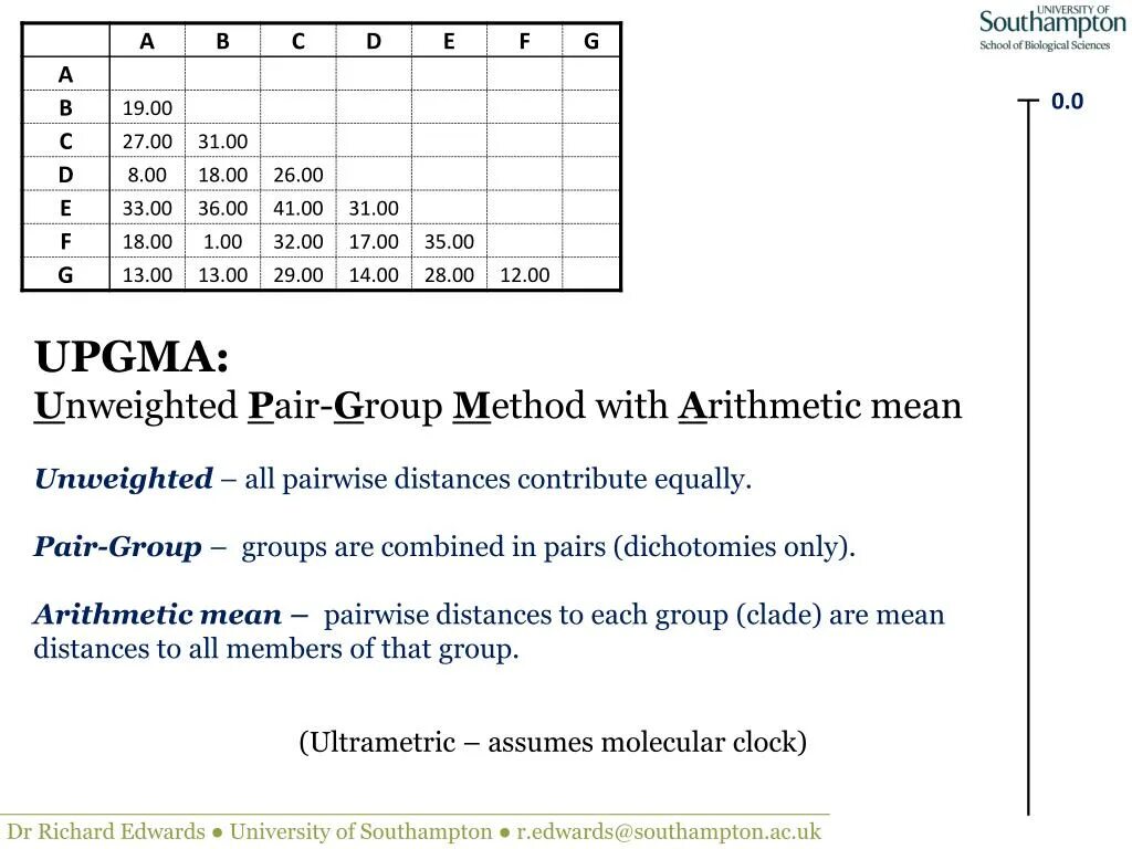 UPGMA метод. Pairwise пример с магазинами. Unweighted mean. Pairwise distance.