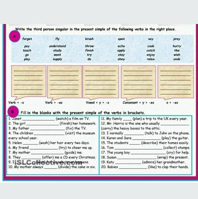 Write в форме present simple. Окончание s Worksheets. Present simple Worksheets окончания. Презент Симпл Worksheets for Kids. Write the 3rd person singular of the verbs ответы.