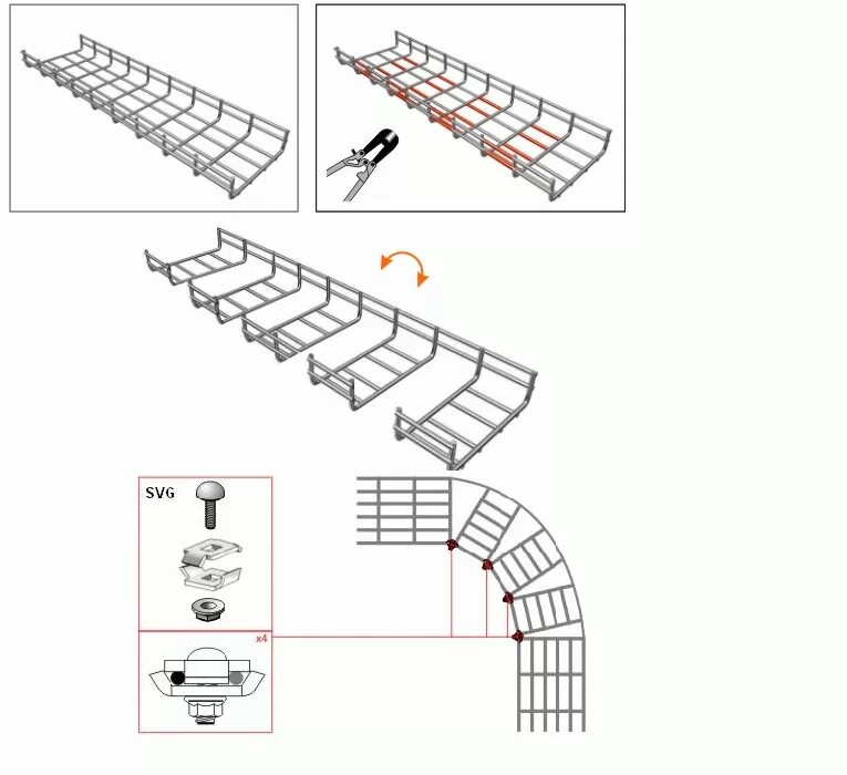 Крепление проволочного лотка DKC. Проволочный лоток 200х50. DKC проволочный лоток поворот на 90. Лоток проволочный 100х50х3000 крепление. Повороты для кабель канала
