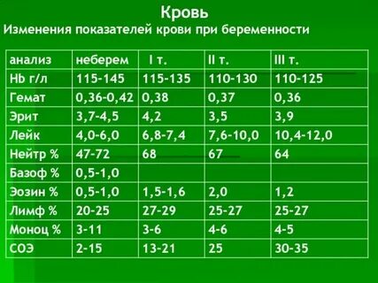 Норма анализов при беременности 1 триместр