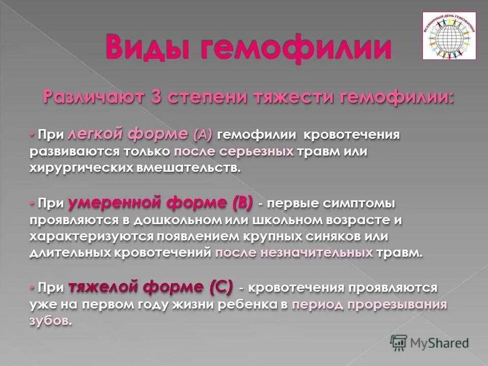 Гемофилия таблица