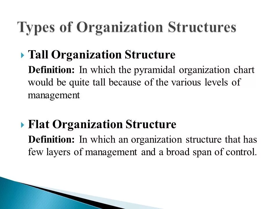 Tall Organizational structure. Tall and Flat Organizational structure. Types of Organizational structure. Flat structure.