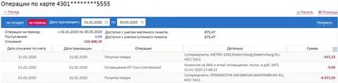 Дата операции дата списания