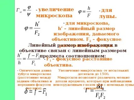 Как определить увеличение которое дает световой