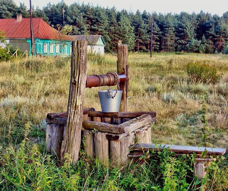 Вода деревенская. Деревенский колодец. Старый деревенский колодец. Деревенский домик с колодцем. Сельский колодец.