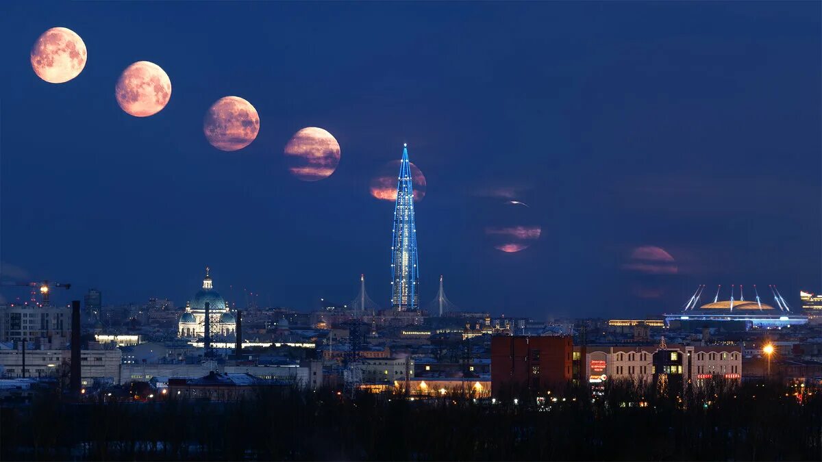 Днем высокое ночью низкое. Суперлуние СПБ. Суперлуние Пенза. Луна Лахта центр СПБ. Суперлуние в Питере 2023.