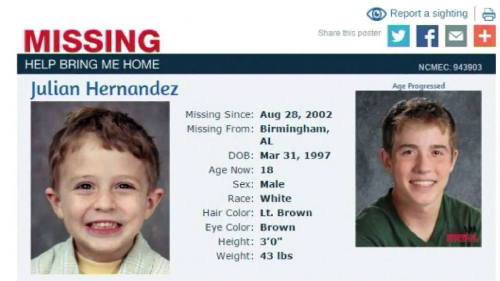 Missing child. Missing children. Julian Hernandez found. Missing in Georgia Jason Salter. What do you Miss from your childhood.