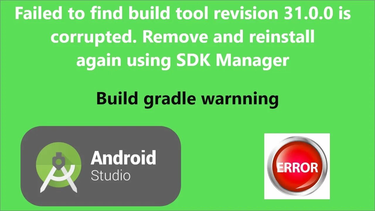 Failure build failed with an exception. Revision Tool. Installed build Tools revision 33.0.1 is corrupted. Remove and install again using the SDK Manager..