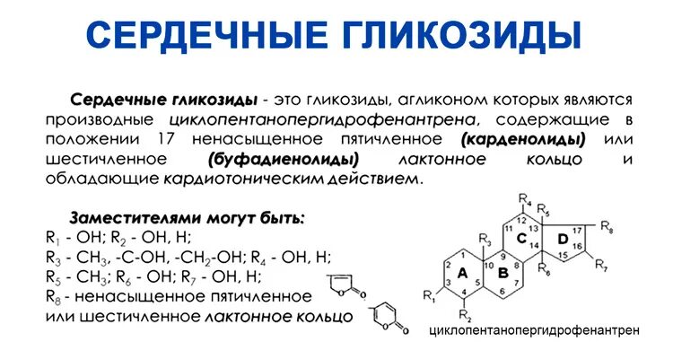 Определить сердечные гликозиды а в