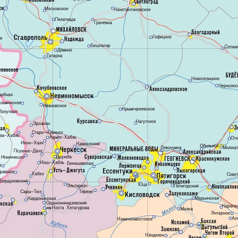 Пятигорск где находится на карте россии показать. Северо-кавказский федеральный округ Пятигорск. Карта кавказских Минеральных вод с городами. Карта Кавминвод с городами. Минеральные воды город на карте.