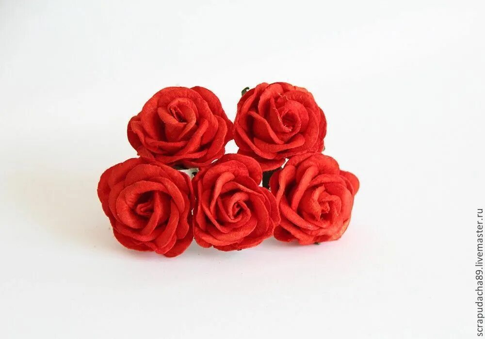 Бумажный красный цветок. Розы 4 шт. Красный цветочек из бумаги. Цветочки 6 штук.