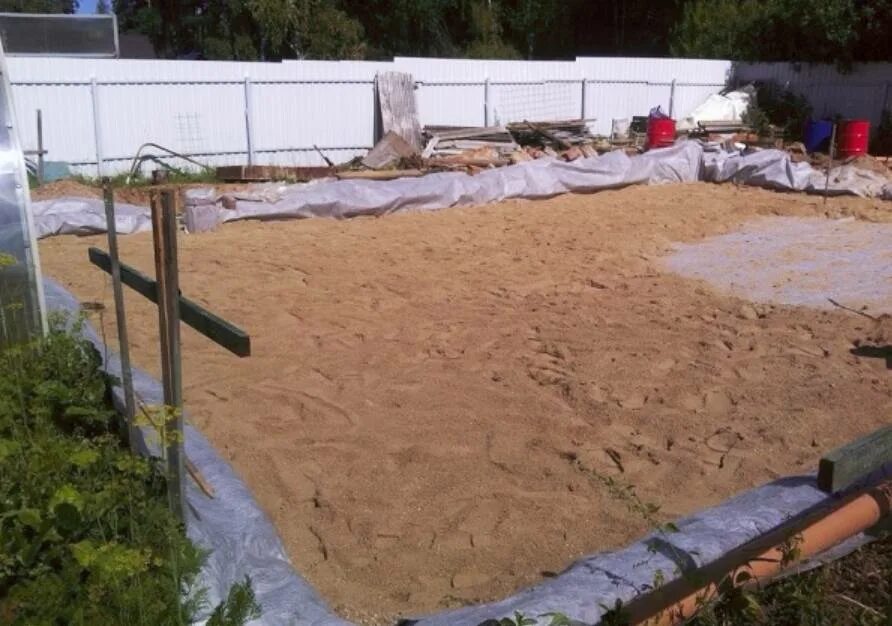 Какой песок нужен для бассейна. Песчано-гравийная подушка под фундамент. Песчаная подушка под фундаментную плиту. Песчаная подушка геотекстиль. Подсыпка фундамента.