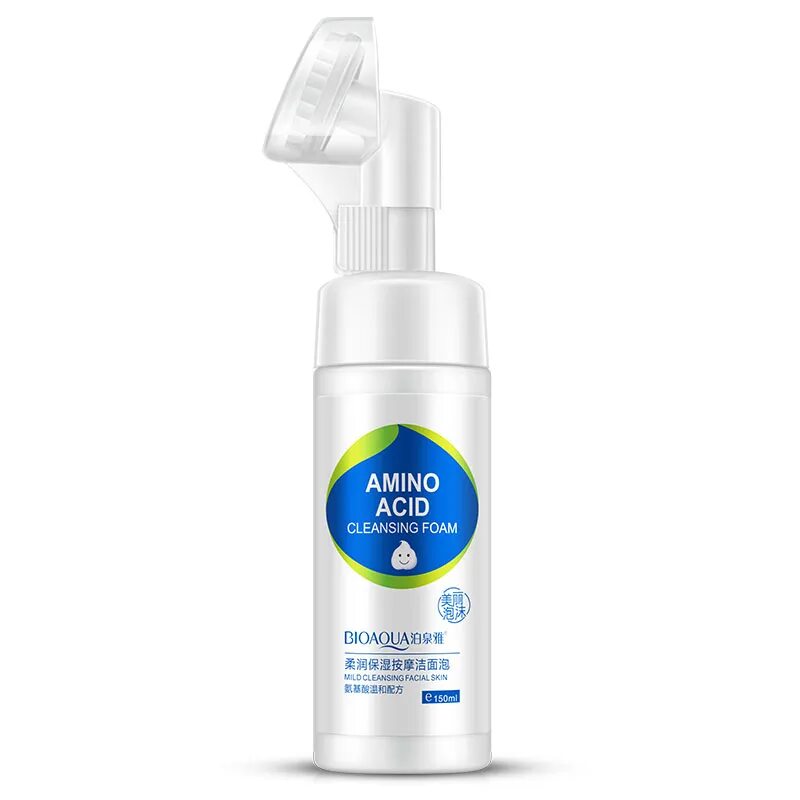 Acid clean. BIOAQUA Amino acid Cleansing Foam с щеточкой. Amino acid Cleansing Foam BIOAQUA С щеточкой мусс-пенка. Пенка с щеточкой БИОАКВА С кокосовым маслом и аминокислотами. Пенка для умывания с щеткой Amino acid 150ml.